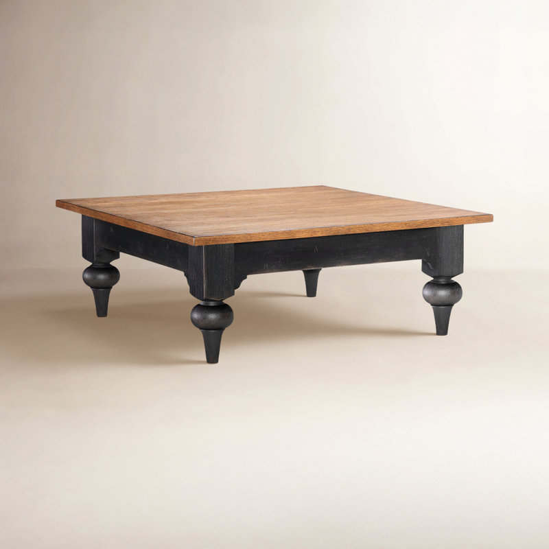 Country Living Vintage Market Square Cocktail Table (1 Drawer, Wood Top), Black