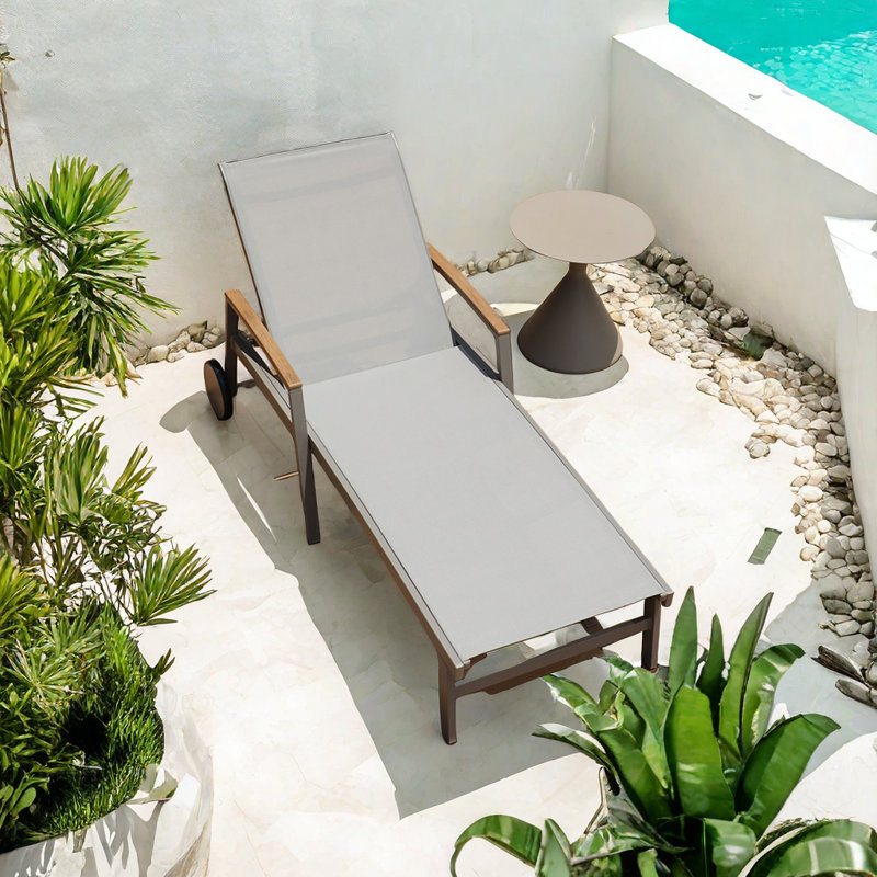 Outdoor Metal Chaise Lounge Set with Table