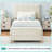 Twin Size Bed Frame, Velvet Upholstered Platform Bed with Wave Headboard for Girls/Kids, No Box Spring Needed-1656285923