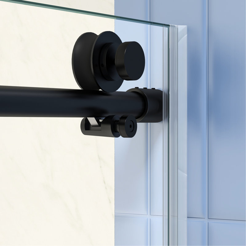 Porte de douche noire matte coulissante - Verre trempé de 5/16 po, 56-60 po x 74 po, excellente finition artisanale, 56 po, 60 po x 74 po, facile d'entretien