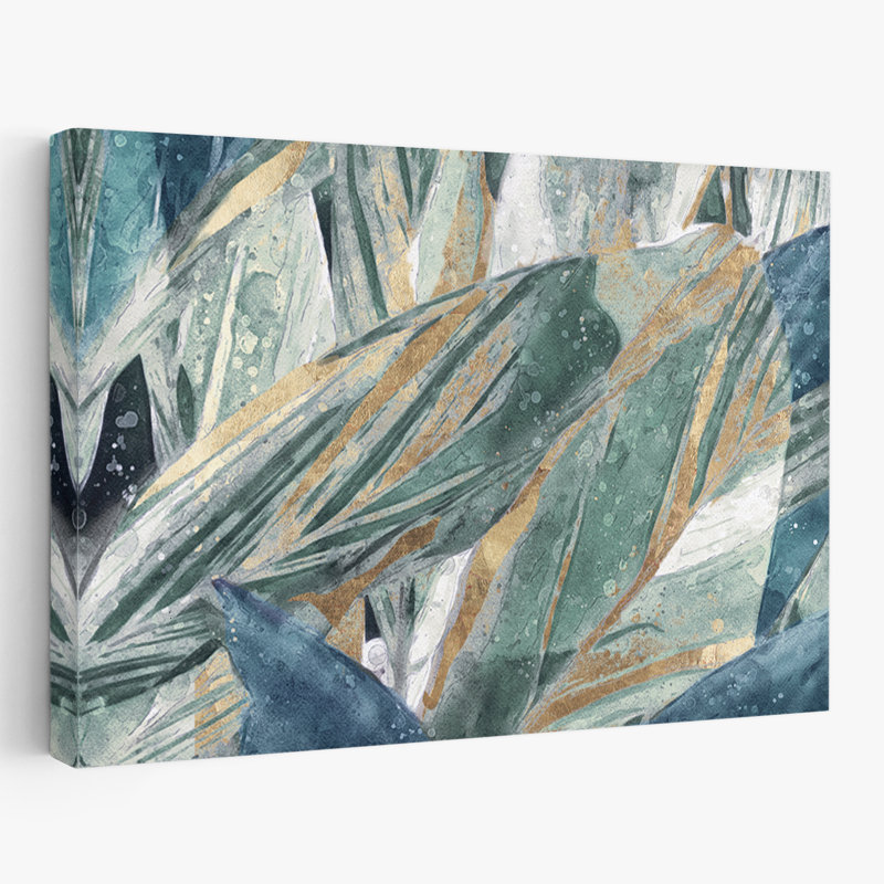 Paysage, nature, plantes, fleurs, abstrait, abstraction de feuilles II, art mural, H 40 po x l 60 po