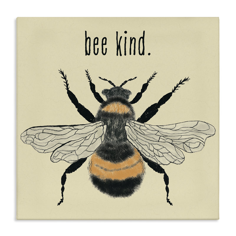 Bee Kind Detailed Bumble Canvas Wall Art by Carrie Cantwell bp-968_CN, H 30 po x l 30 po