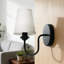 Ensemble de 2 appliques murales à abat-jour en tissu classique, éclairage à une lumière E12, lampe murale de ferme pour miroir de salle de bain, salon, chevet (noir mat / laiton)-1212820848