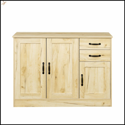 Modern Oak Buffet Sideboard With Spacious Storage, Ideal For Entryway And Dining Room, 43.3 Inch Length