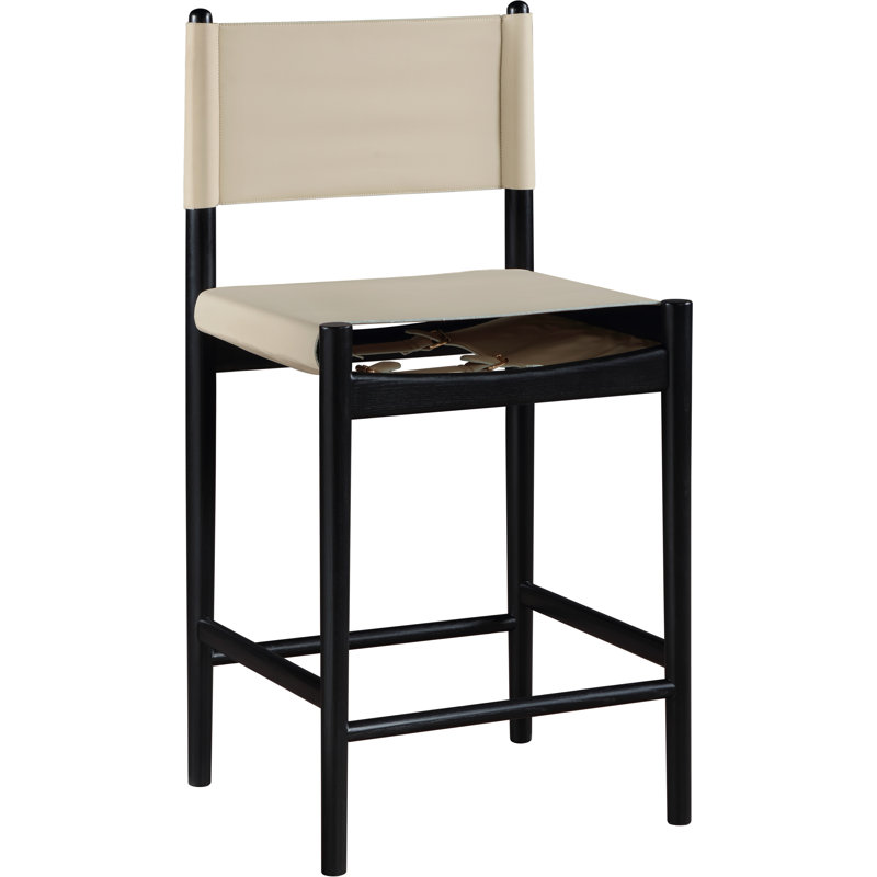 Tabouret de bar Rawlins, Cuir végétalien beige, Noir