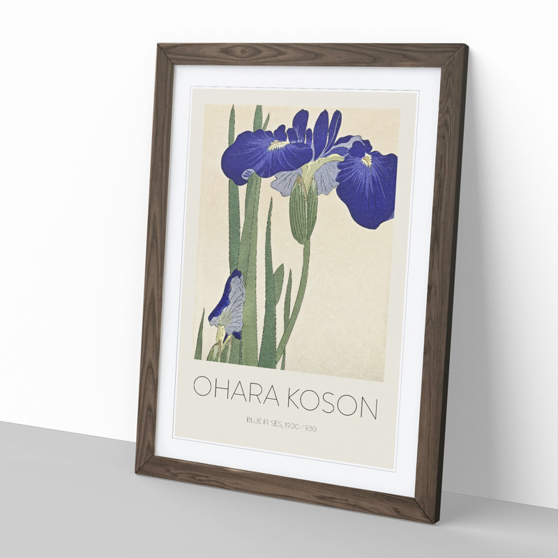 Blue Irises by Pierre-Auguste Renoir - Picture Frame Art Prints, 48cm H x 36cm W x 2cm D, Walnut