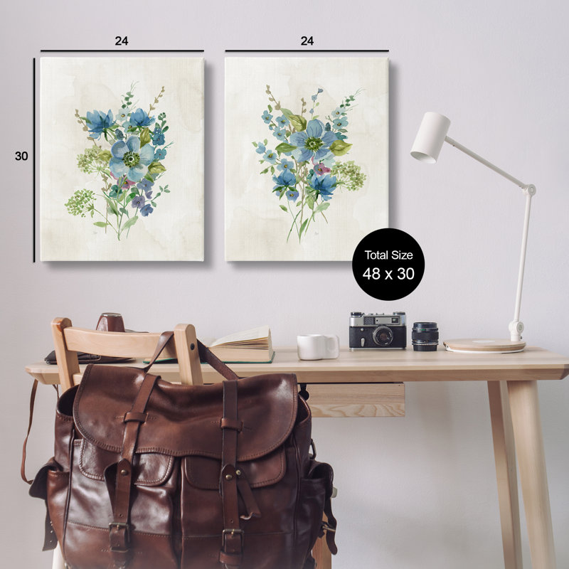  "Delicate Blossom Bundles", ensemble de 2 toiles murales par Nan, H 30 po x l 24 po