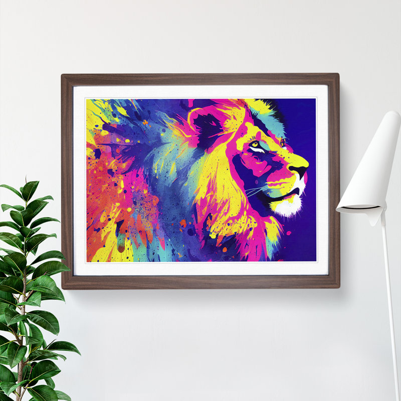 Splashed Lion Vol.5 Abstract - Framed Print, Walnut Framed, 34cm H x 46cm W x 2cm D