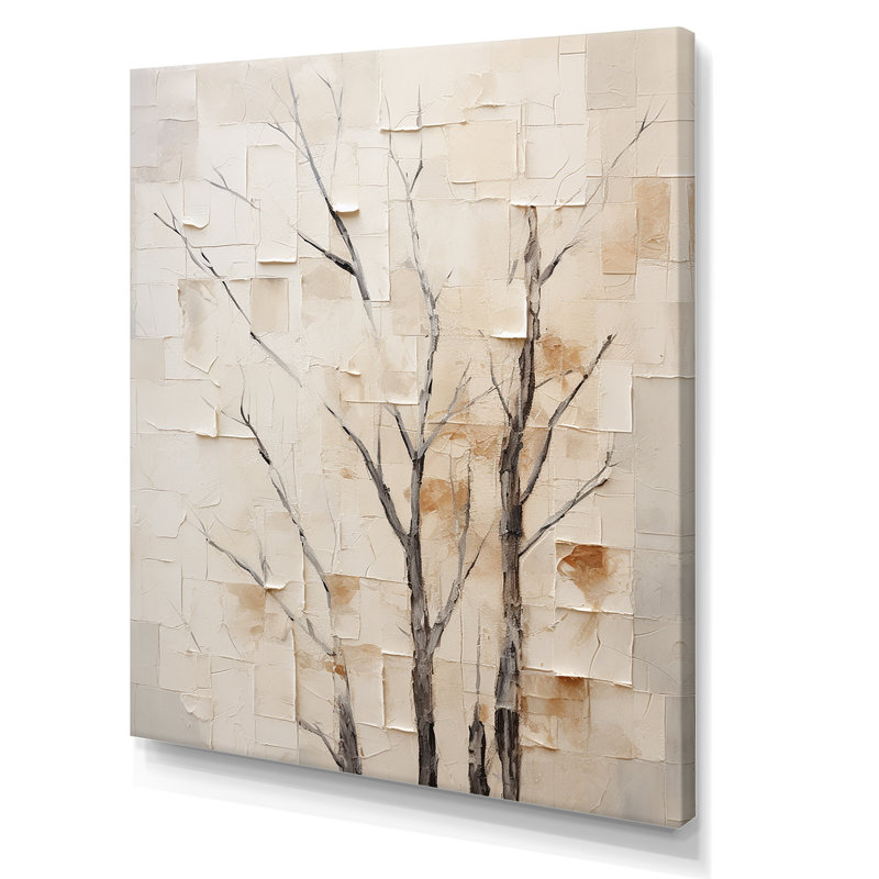 " Beige Trees Harmony II ", Wrapped Canvas, 40" H x 30" W