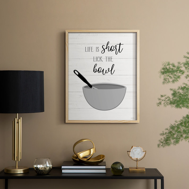 «Lick The Bowl», reproduction encadrée - bois massif, Naturel, H 11 po x l 9 po