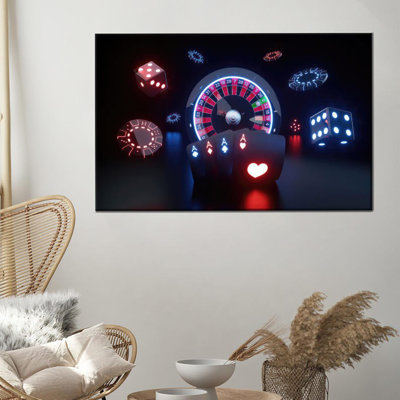 Modern Casino Gambling Canvas Print: Handmade Wall Art for Game Rooms and Offices