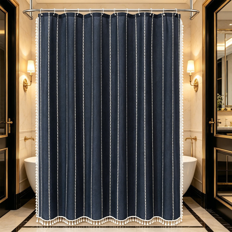 Rideau de douche Boho Farmhouse, Navy