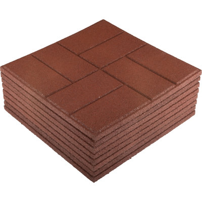 Deck Tiles 8-Pack - Dual-Sided Outdoor Flooring Tile - 14.2SQFT Rubber Pavers for Outside Patio, Garden Walkway, Balcony, or Shed by Pure Garden (Red)