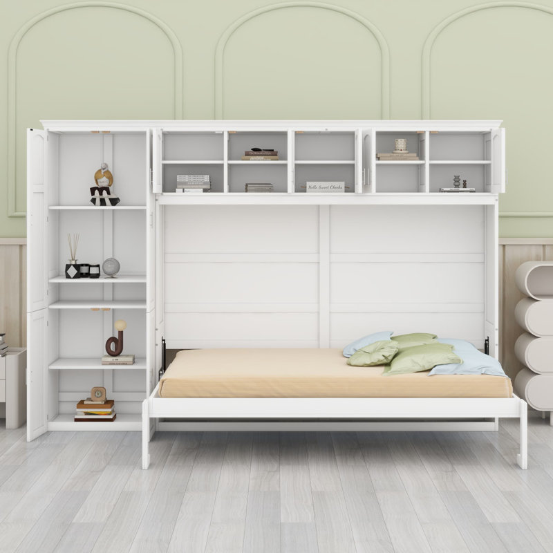 Lit escamotable mural avec armoires Murphy, Blanc