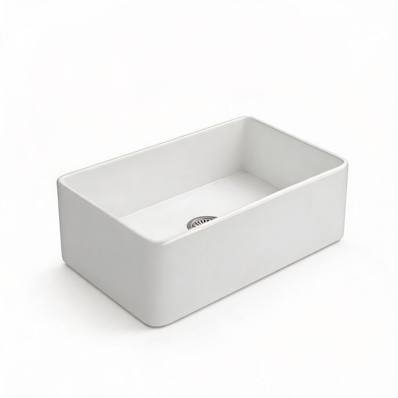 30 inch White Ceramic Farmhouse Kitchen Sink with Deep Apron Front and Undermount Installation