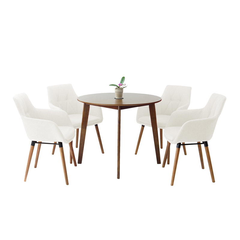 Ensemble repas rond 35,5 po Carreiro Carswell, Crème, crème