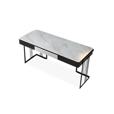 Bureau rectangulaire noir fabriqué avec 1 tiroir