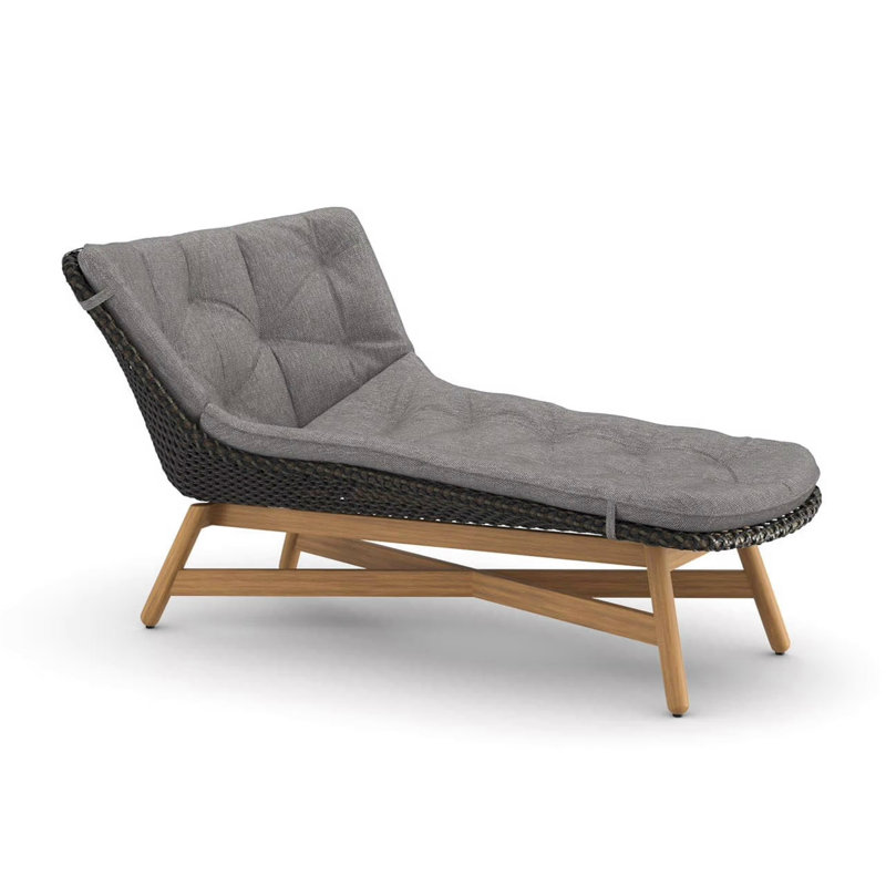 Mbrace Outdoor Teak Chaise Lounge, Arabica, Natura White