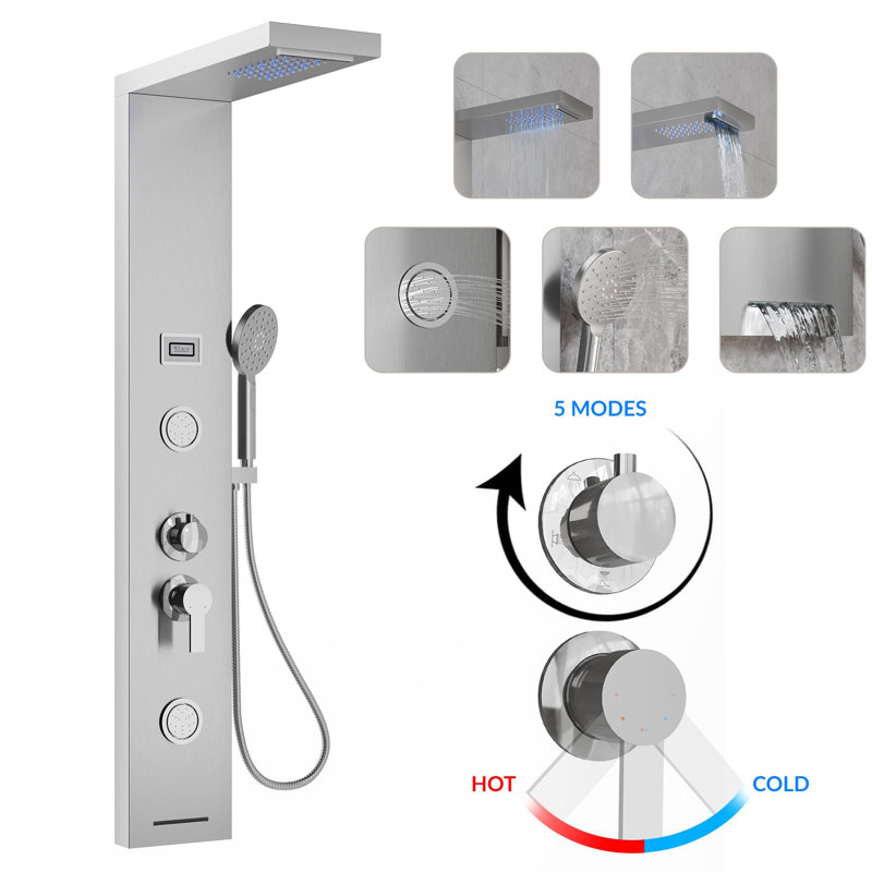 Shower Panel Tower System, LED Shower Panel Tower, Rainfall Waterfall Shower Head With Handheld