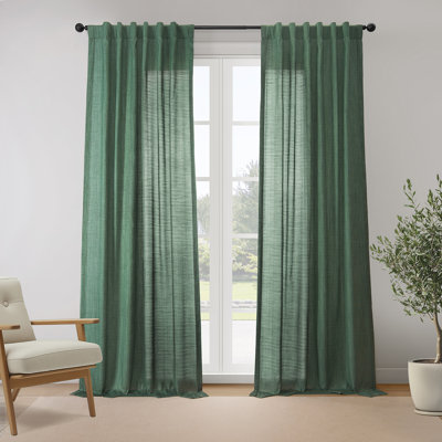 Rideaux semi-transparents texturés en mélange de coton pour rideaux de chambre à coucher et de salon (rideaux à 2 panneaux)