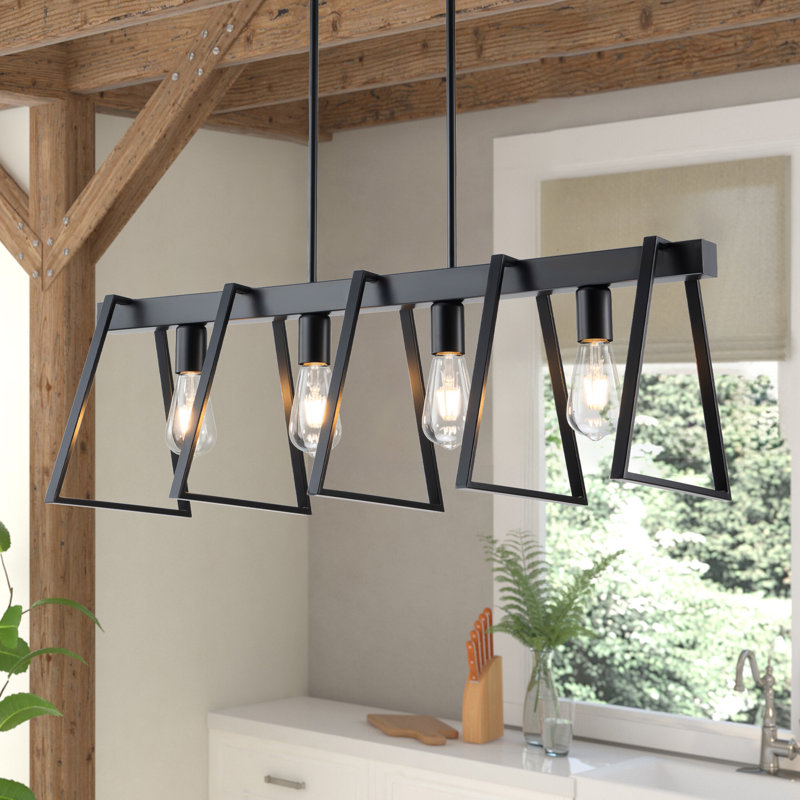 Lydell 4-Light Kitchen Island Linear Pendant, Noir mat