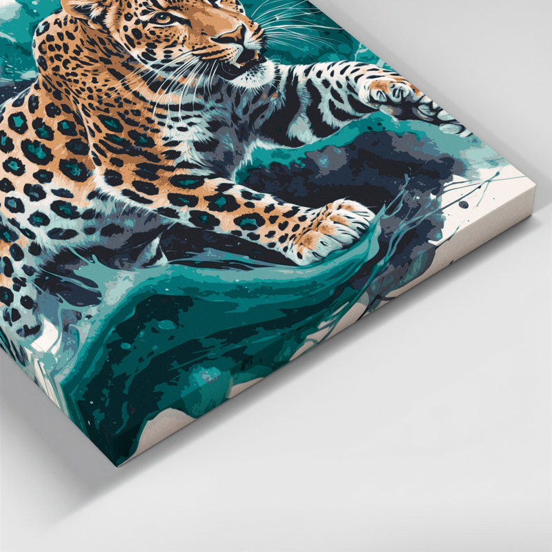 «Big Cats», art mural gris sur toile léopard Formose, H 16 po x l 16 po