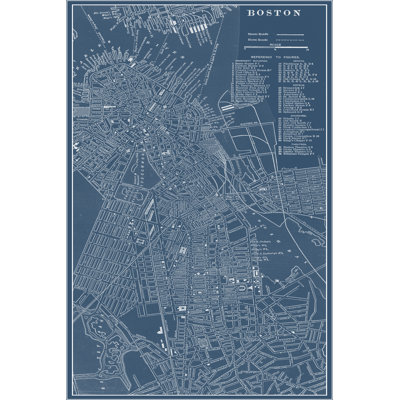 Graphic Map Of Boston by Vision Studio - Wrapped Canvas Print