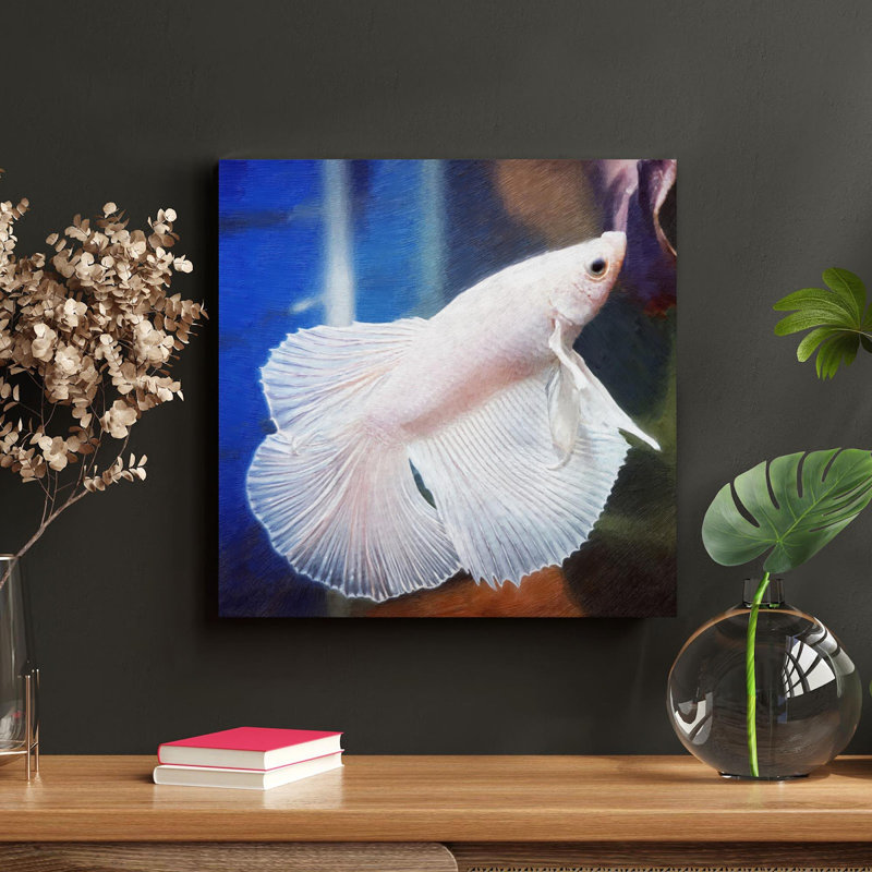 " White Betta Fish " Painting Print, 12" H x 12" W