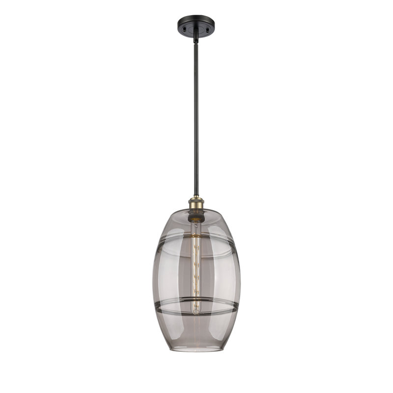 Luminaire suspendu à tige 1 lumière 10 po Ballston Bettylou, H 18,5 po x l 10 po x P 10 po, Gris fumée clair