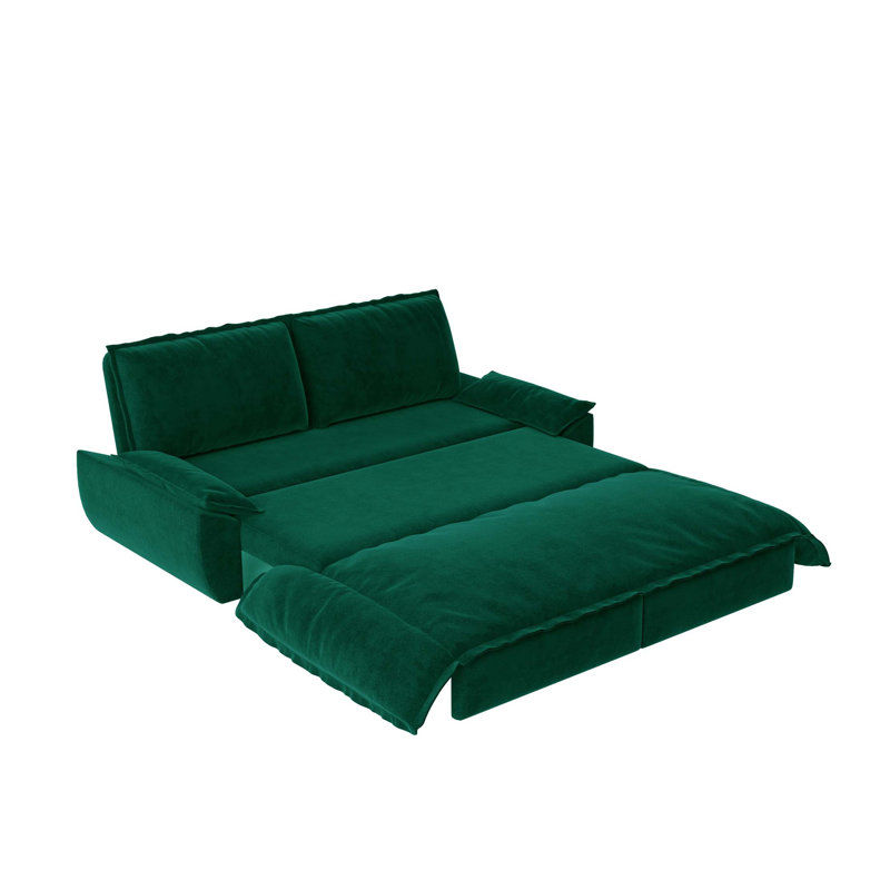 Grand canapé-lit escamotable de 73,2 po, canapé-lit convertible 3 en 1, causeuse multifonctionnelle en velours, Vert