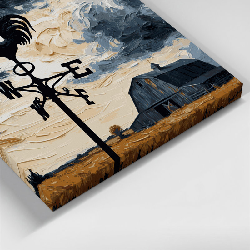 «Farm Weather Vane», art mural sur toile noire, H 12 po x l 12 po