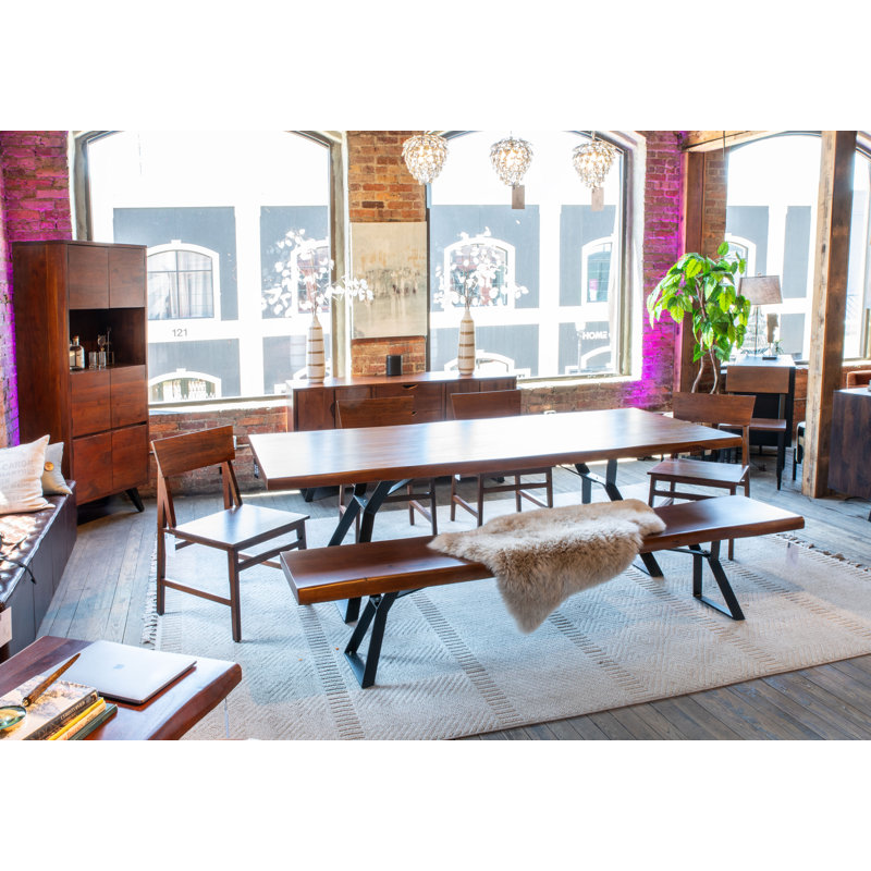 London Loft Solid Wood Dining Table, Antique Zinc, Walnut, 29" H x 94" W x 44" D