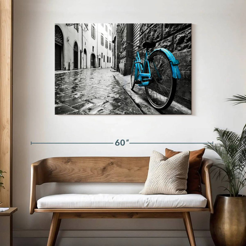 Mehar Retro Blue Bicycle, 30" H x 45" W