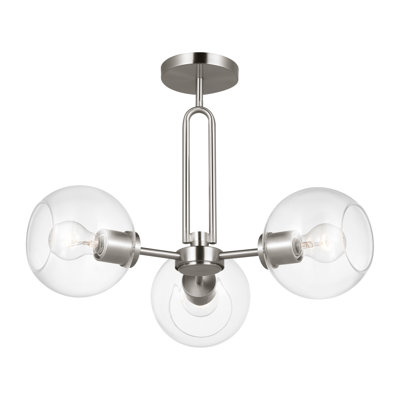 Herma 3 Light Glass Semi Flush Mount