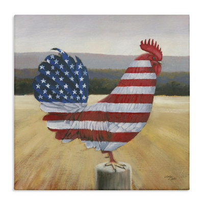 «American Flag Rooster», art mural sur toile par Wellington Studio