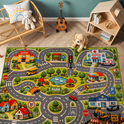 Carte de la ville, tapis pour enfants, envers antidérapant