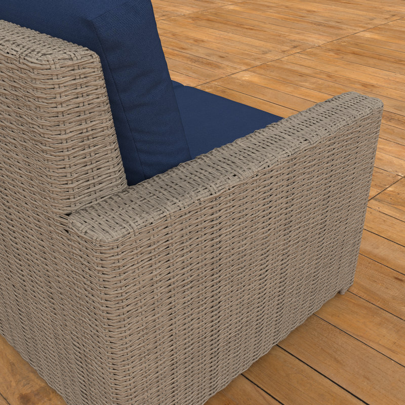 Henri Outdoor Loveseat With Sunbrella Cushions, Canvas Navy