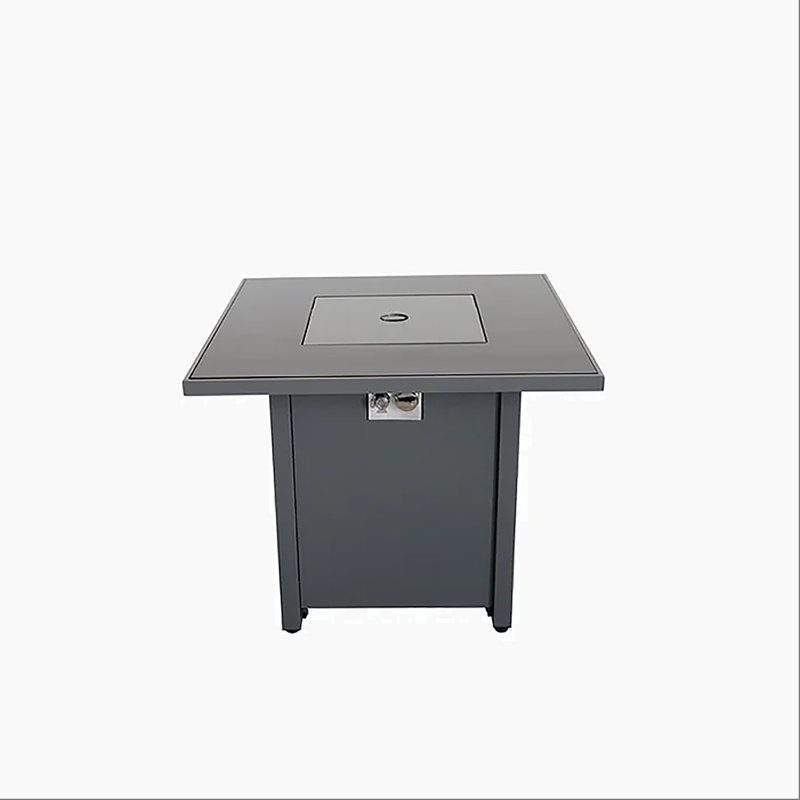 Foyer en métal thermolaqué 30 po avec plateau en verre fumé