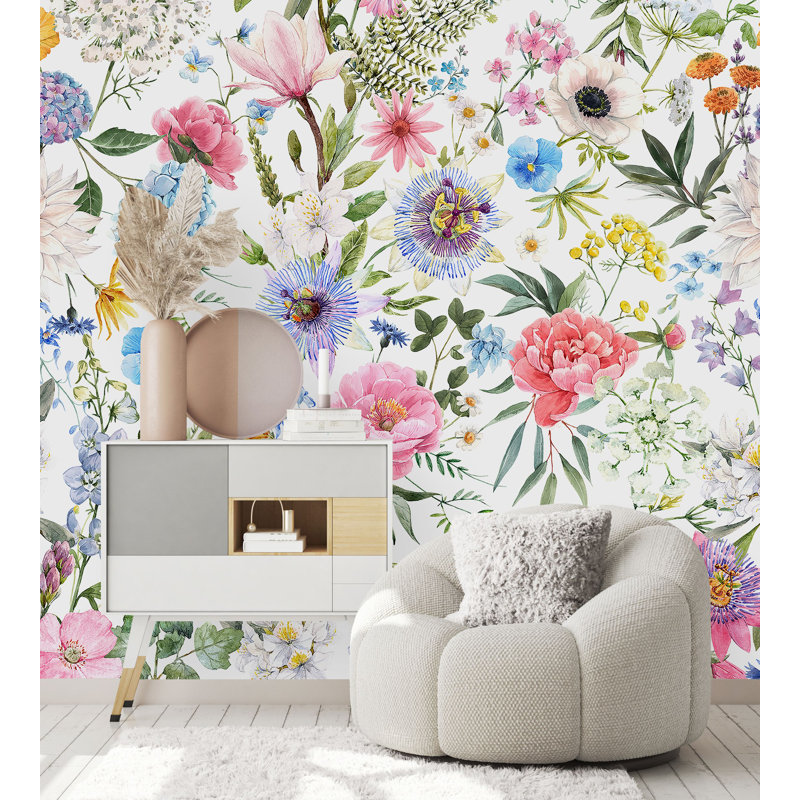 Peel & Stick Floral Wall Mural, 100" W x 8.33" L