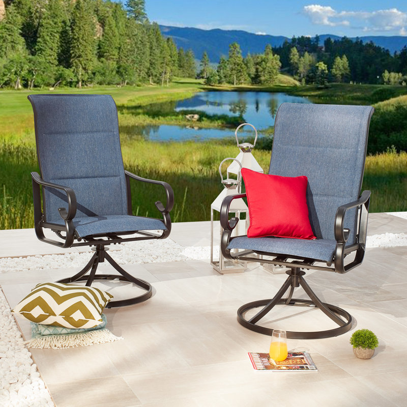 Chaise de patio pivotante Rusi, Bleu marine
