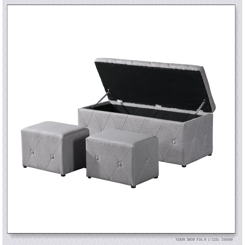 Ensemble de repose-pieds rectangulaire 1 pièce en tissu de lin avec 2 repose-pieds
