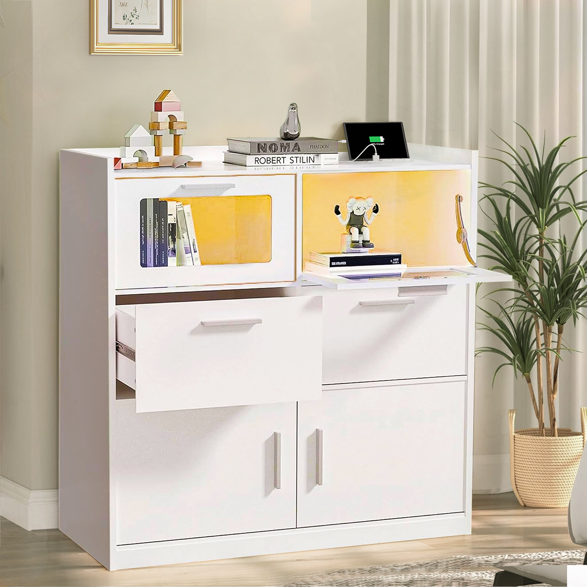 Ebern Designs Margurite White Dresser for Bedroom with Drawers and ...