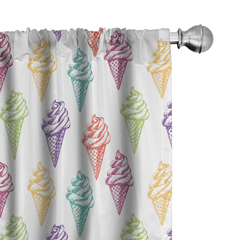 Ice Cream Semi-Sheer Rod Pocket Curtain Panels, 28" x 84"