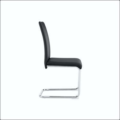 Chaise de salle à manger rembourrée en polyuréthane noir avec pieds chromés - ensemble de 4