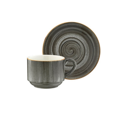 Gris Porcelain Espresso Cup and Saucer