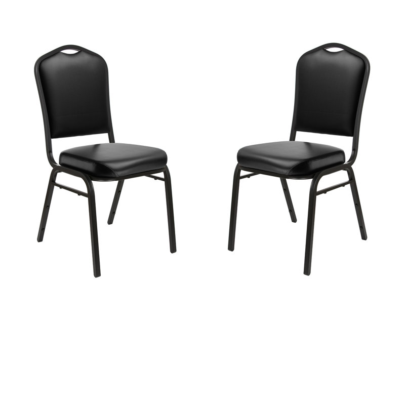 Chaise empilable en vinyle Lila (paquet de 2), Noir, Noir