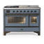Majestic III Series 48 Inch Dual Fuel Range with 5 Sealed Burners, Griddle, Frenchtop in Glossy Black (Natural Gas, Burnished Trim)-1981615042-1981615047-1981615048