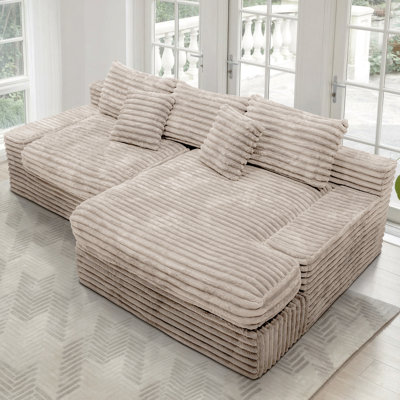 Siège de canapé modulaire 118,1 * 66,9 po, canapé rembourré compressé pour le salon, la chambre à coucher, l’appartement, aucun assemblage requis, combinaison libre de 2 pièces, tissu en velours côtelé moelleux