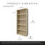 52,83 po Bibliothèque étagère haute en bois de chêne naturel à 5 tablettes avec tablettes réglables-978931811-978931810