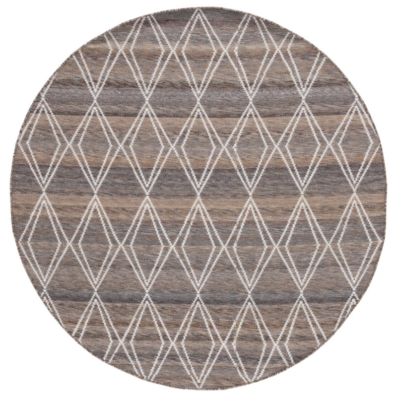 Kilim Hand Woven Performance Geometric Rug, Round 6'